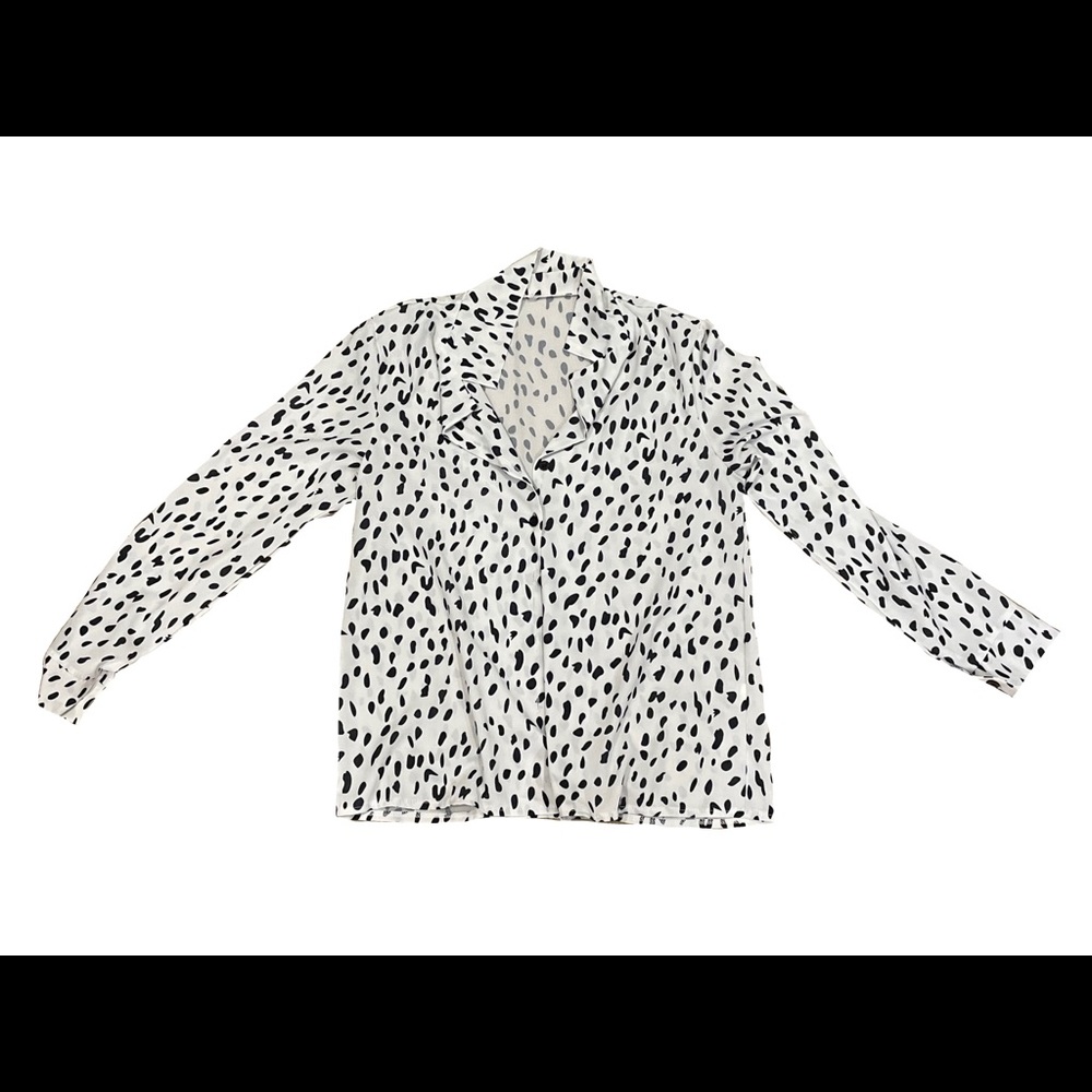 Black and white polka dot blouse